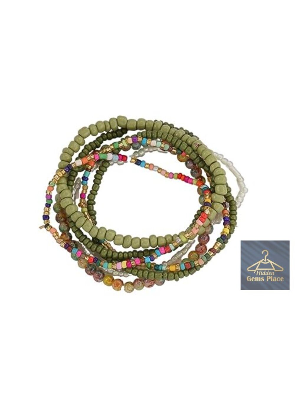 Handmade Multicolor Bead Bracelets Set Layered Stretch Bangle Bohemian Jewelry